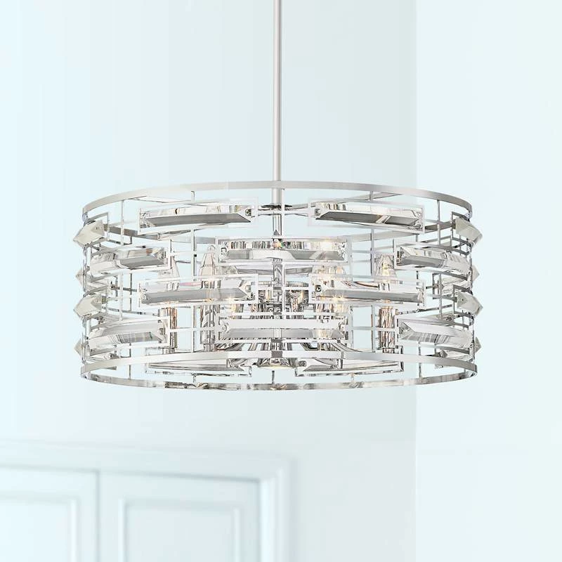 Possini Euro Smart 20" Wide Nickel And Crystal Modern Pendant Light 3 Possini Euro Smart 20" Wide Nickel And Crystal Modern Pendant Light