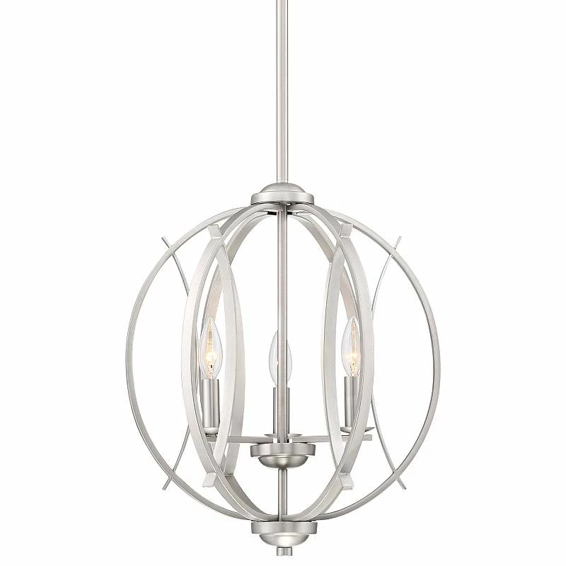 Possini Euro Spherical 16" Wide Brushed Nickel 3-Light Globe Pendant 4 Possini Euro Spherical 16" Wide Brushed Nickel 3-Light Globe Pendant - Image 2