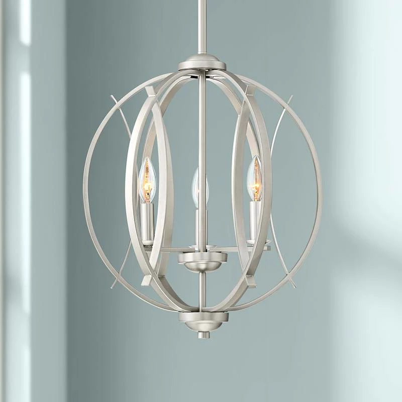Possini Euro Spherical 16" Wide Brushed Nickel 3-Light Globe Pendant 3 Possini Euro Spherical 16" Wide Brushed Nickel 3-Light Globe Pendant