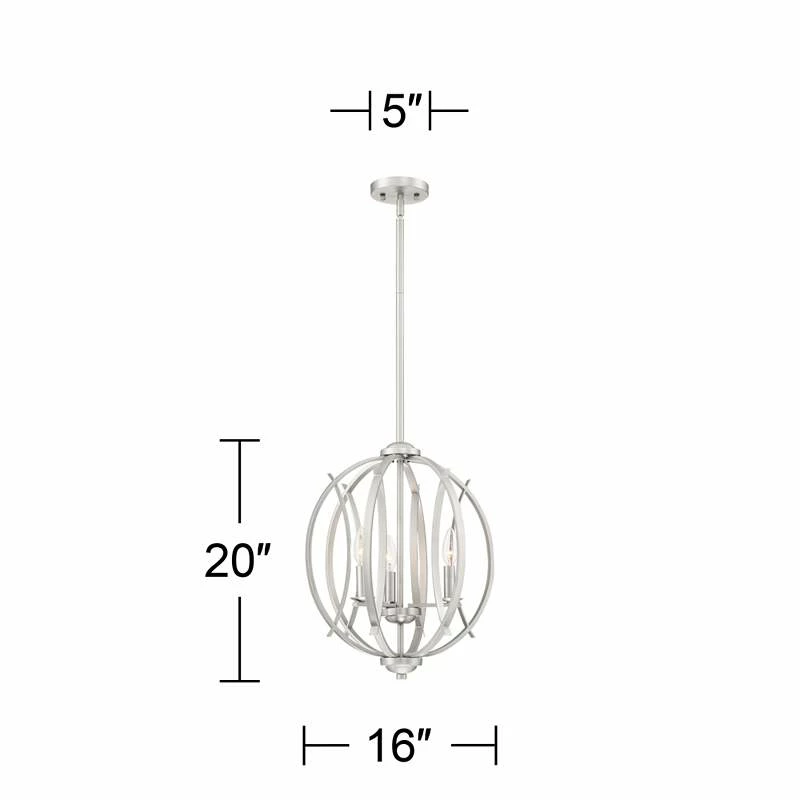 Possini Euro Spherical 16" Wide Brushed Nickel 3-Light Globe Pendant 9 Possini Euro Spherical 16" Wide Brushed Nickel 3-Light Globe Pendant - Image 7