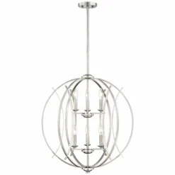 Possini Euro Spherical 24" Wide Brushed Nickel Globe 6-Light Pendant -Outlet The Radiantix Store possini euro spherical 24 inch wide brushed nickel globe 6 light pendant t6704