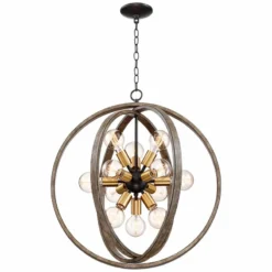 Possini Euro Stedman 25" 12-Light Gold And Wood Sputnik Orb Chandelier -Outlet The Radiantix Store possini euro stedman 25 inch 12 light gold and wood sputnik orb chandelier 15c89