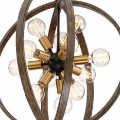 Possini Euro Stedman 25" 12-Light Gold And Wood Sputnik Orb Chandelier -Outlet The Radiantix Store possini euro stedman 25 inch 12 light gold and wood sputnik orb chandelier 15c89views1