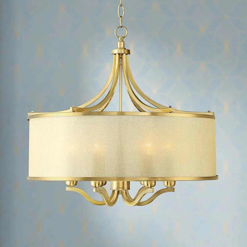 Possini Euro Sydney 25" Wide Warm Antique Gold Pendant Light 4 Possini Euro Sydney 25" Wide Warm Antique Gold Pendant Light - Image 2