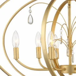 Possini Euro Tiller 32" Wide Gold Leaf 8-Light Foyer Pendant -Outlet The Radiantix Store possini euro tiller 32 inch wide gold leaf 8 light foyer pendant 331c1views1