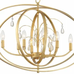 Possini Euro Tiller 32" Wide Gold Leaf 8-Light Foyer Pendant -Outlet The Radiantix Store possini euro tiller 32 inch wide gold leaf 8 light foyer pendant 331c1views2