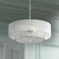 Possini Euro Viviette 20" Wide Chrome And Modern Crystal Pendant Light