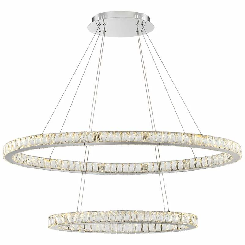 Possini Wainwright 48" Wide Crystal Double-Ring Dimmable LED Pendant 5 Possini Wainwright 48" Wide Crystal Double-Ring Dimmable LED Pendant - Image 3