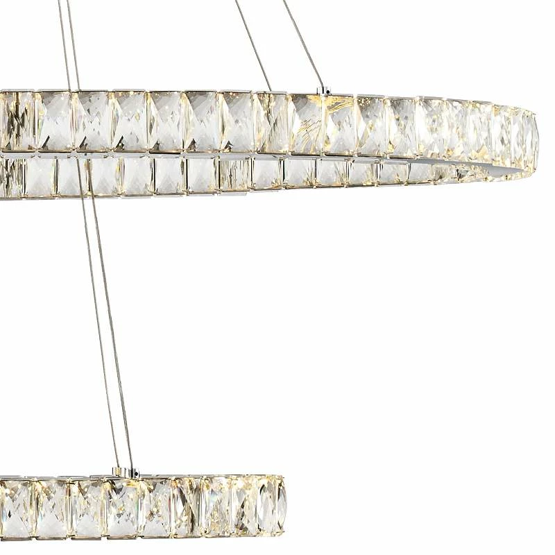 Possini Wainwright 48" Wide Crystal Double-Ring Dimmable LED Pendant 6 Possini Wainwright 48" Wide Crystal Double-Ring Dimmable LED Pendant - Image 4
