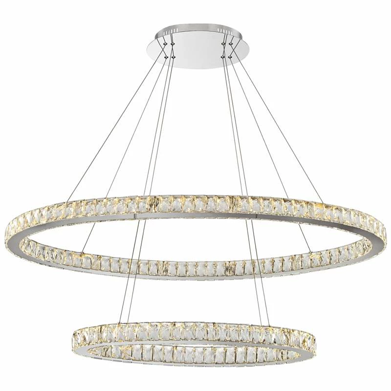 Possini Wainwright 48" Wide Crystal Double-Ring Dimmable LED Pendant 8 Possini Wainwright 48" Wide Crystal Double-Ring Dimmable LED Pendant - Image 6