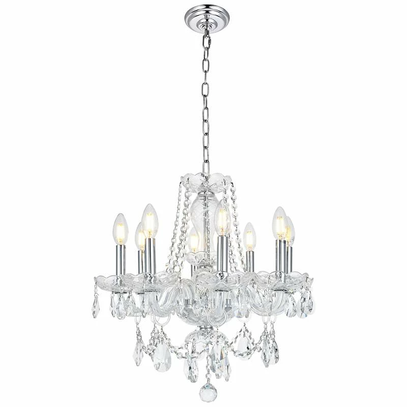Princeton 20" Wide Chrome And Crystal 8-Light Chandelier 6 Princeton 20" Wide Chrome And Crystal 8-Light Chandelier - Image 4