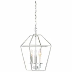 Quoizel Aviary 9 1/2"W Nickel 3-Light Steel Cage Chandelier -Outlet The Radiantix Store quoizel aviary 9 and one half inchw nickel 3 light steel cage chandelier 20g54views1