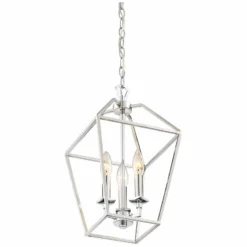 Quoizel Aviary 9 1/2"W Nickel 3-Light Steel Cage Chandelier -Outlet The Radiantix Store quoizel aviary 9 and one half inchw nickel 3 light steel cage chandelier 20g54views3