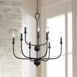 Quoizel Blanche 27" Wide Matte Black 9-Light Chandelier