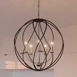 Quoizel Bryn 24" 5-Light Open Globe Black And Antique Nickel Pendant