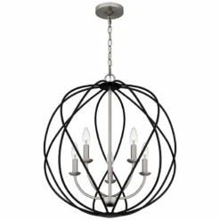 Quoizel Bryn 24" 5-Light Open Globe Black And Antique Nickel Pendant -Outlet The Radiantix Store quoizel bryn 24 inch 5 light open globe black and antique nickel pendant 152t2views1