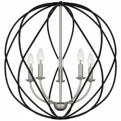 Quoizel Bryn 24" 5-Light Open Globe Black And Antique Nickel Pendant -Outlet The Radiantix Store quoizel bryn 24 inch 5 light open globe black and antique nickel pendant 152t2views2