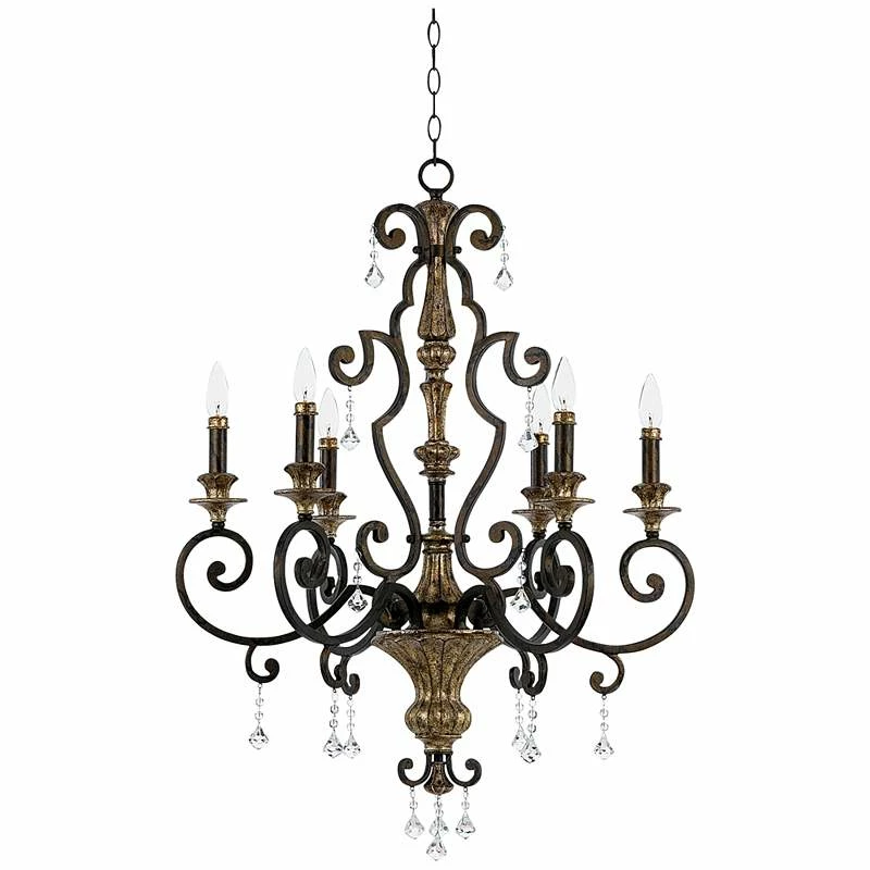 Quoizel Marquette 28" Wide Six Light Bronze Traditional Chandelier 4 Quoizel Marquette 28" Wide Six Light Bronze Traditional Chandelier - Image 2