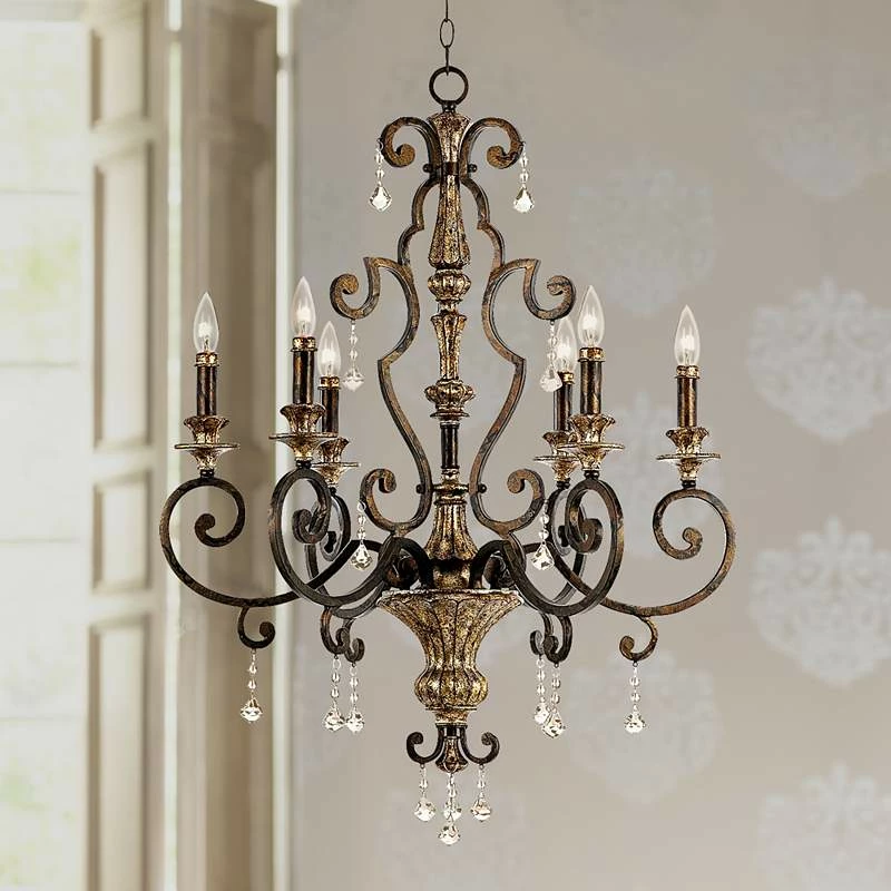 Quoizel Marquette 28" Wide Six Light Bronze Traditional Chandelier 3 Quoizel Marquette 28" Wide Six Light Bronze Traditional Chandelier
