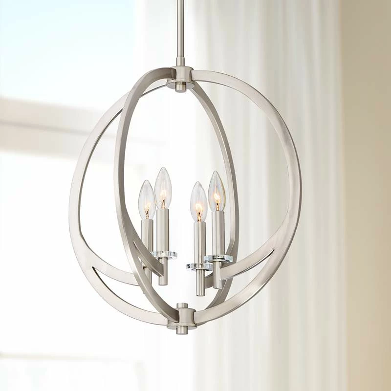 Quoizel Orion 18"W Brushed Nickel 4-Light Steel Pendant 3 Quoizel Orion 18"W Brushed Nickel 4-Light Steel Pendant