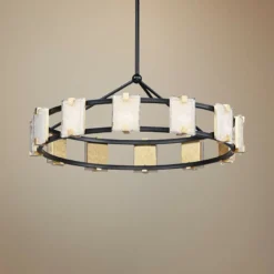 Maxim Radiant 34 3/4" Wide Black And Gold Leaf LED Ring Pendant Light