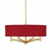 Red Faux Silk Ava 6-Light Gold Pendant Chandelier -Outlet The Radiantix Store red faux silk ava 6 light gold pendant chandelier 699j6