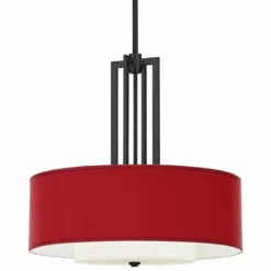 Red Faux Silk Carey 24" Black 4-Light Chandelier