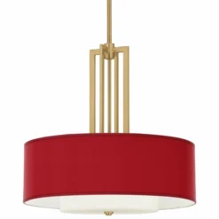Red Faux Silk Carey 24" Gold 4-Light Chandelier