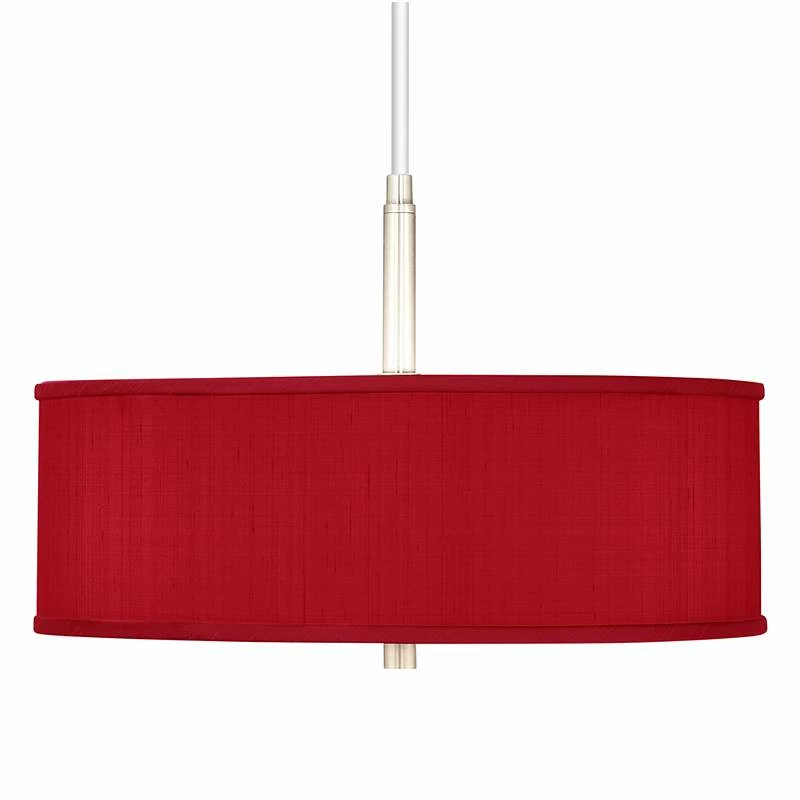 Red Textured Polyester 16" Wide Pendant Chandelier 4 Red Textured Polyester 16" Wide Pendant Chandelier - Image 2