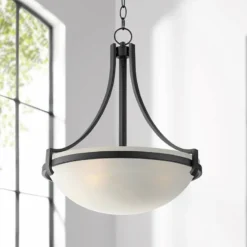 Regency Hill 20" Wide Black Marbleized Glass Bowl Pendant Light