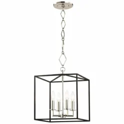 Richie 13" Wide Polished Nickel And Black 4-Light Pendant -Outlet The Radiantix Store richie 13 inch wide polished nickel and black 4 light pendant 66j90