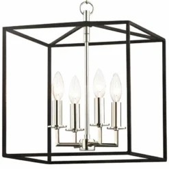 Richie 13" Wide Polished Nickel And Black 4-Light Pendant -Outlet The Radiantix Store richie 13 inch wide polished nickel and black 4 light pendant 66j90views2