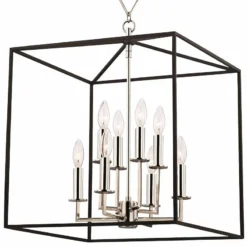Richie 18" Wide Polished Nickel And Black 8-Light Pendant -Outlet The Radiantix Store richie 18 inch wide polished nickel and black 8 light pendant 66j92views2