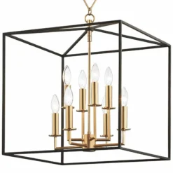 Richie 18"W Aged Brass And Textured Black 8-Light Pendant -Outlet The Radiantix Store richie 18 inchw aged brass and textured black 8 light pendant 66j91views2