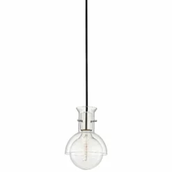Riley 6 1/4"W Polished Nickel Mini Pendant W/ Clear Glass
