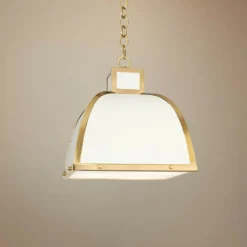 Robert Abbey Ranger 17 1/2"W White And Brass Pendant Light