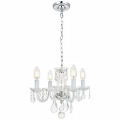 Rococo 15" Wide Chrome And Clear Crystal 4-Light Chandelier -Outlet The Radiantix Store rococo 15 inch wide chrome and clear crystal 4 light chandelier 66d13