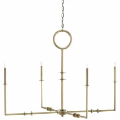 Rogue 49" Wide 4-Light Antique Brass Chandelier