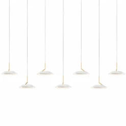 Royyo 44"W Matte White And Gold 7-Light Linear Pendant -Outlet The Radiantix Store royyo 44 inchw matte white and gold 7 light linear pendant 68r34