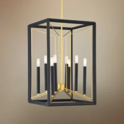 Sable Point 16 1/4"W Black And Gold 8-Light Foyer Pendant