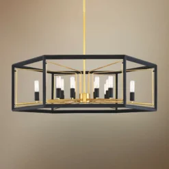 Sable Point 26" Wide Black And Gold 12-Light Pendant Light