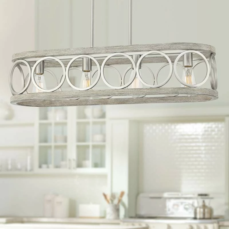 Salima 32 1/2"W Nickel Gray 4-Light LED Island Chandelier 3 Salima 32 1/2"W Nickel Gray 4-Light LED Island Chandelier