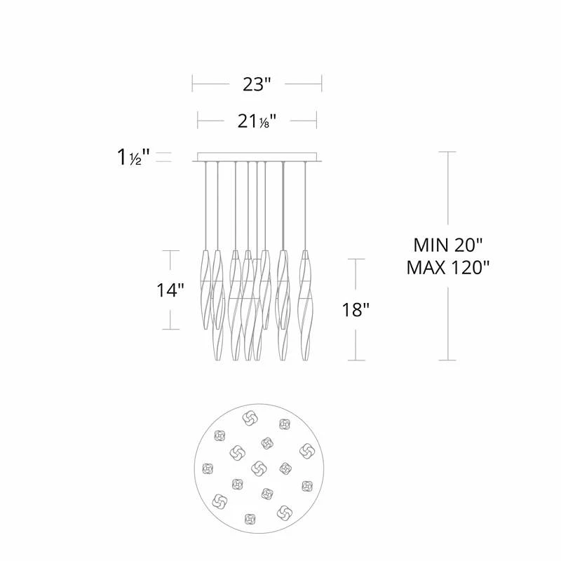 Schonbek Kindjal 23" Wide 15-Light LED Multi-Light Modern Pendant 6 Schonbek Kindjal 23" Wide 15-Light LED Multi-Light Modern Pendant - Image 4