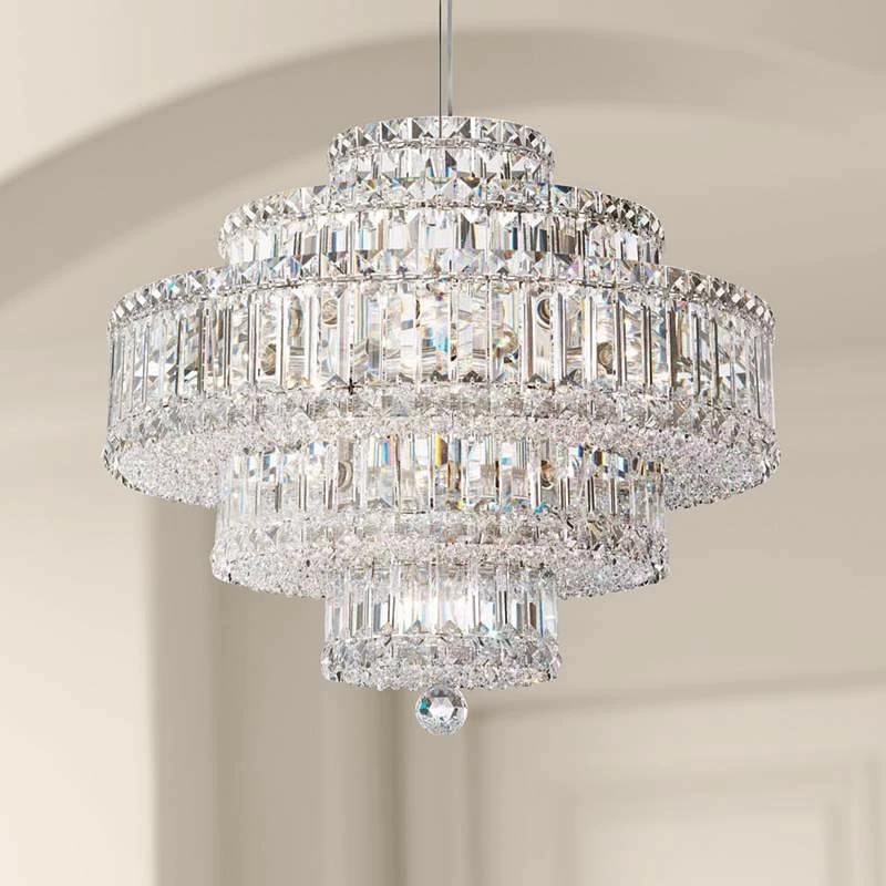Schonbek Plaza 21" Wide Silver Swarovski Crystal Chandelier 3 Schonbek Plaza 21" Wide Silver Swarovski Crystal Chandelier