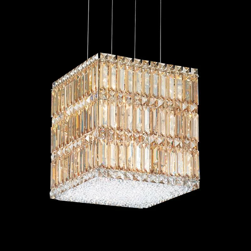 Schonbek Quantum Block 12" Golden Shadow Crystal Chandelier 3 Schonbek Quantum Block 12" Golden Shadow Crystal Chandelier