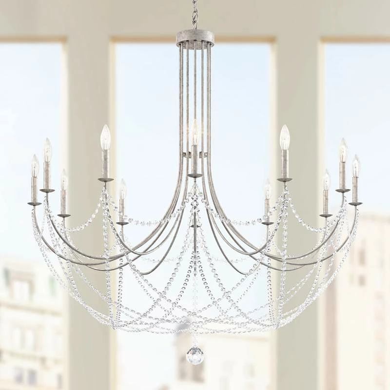 Schonbek Verdana 43"W Antique Silver 12-Light Pendant Light 3 Schonbek Verdana 43"W Antique Silver 12-Light Pendant Light