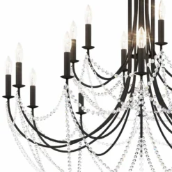 Schonbek Verdana 43"W Black 18-Light 2-Tier Pendant Light -Outlet The Radiantix Store schonbek verdana 43 inchw black 18 light 2 tier pendant light 98p78views1