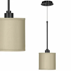 Sesame Faux Silk Giclee Black Mini Pendant Light