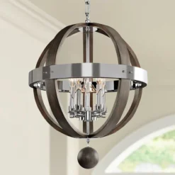 Sharlow Charcoal And Silverleaf Glass 19"W 5-Light Pendant