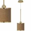 Simulated Leatherette Giclee Gold Mini Pendant Light